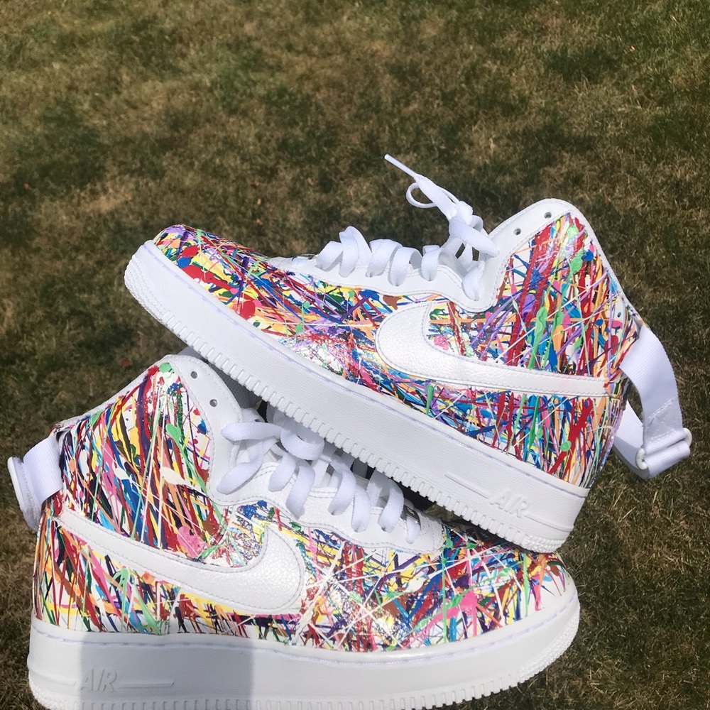 Custom Air Force One Splatter AF1 High Splattered - Picture 2 of 4